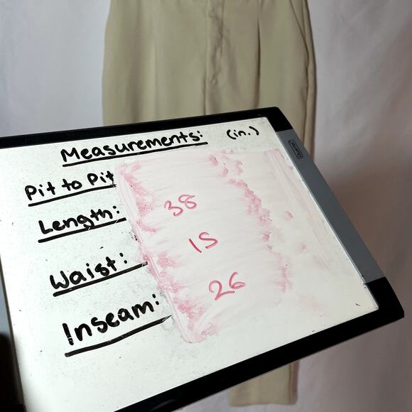 Zara beige business casual trousers women's size large pockets pleated front - Picture 3 of 6